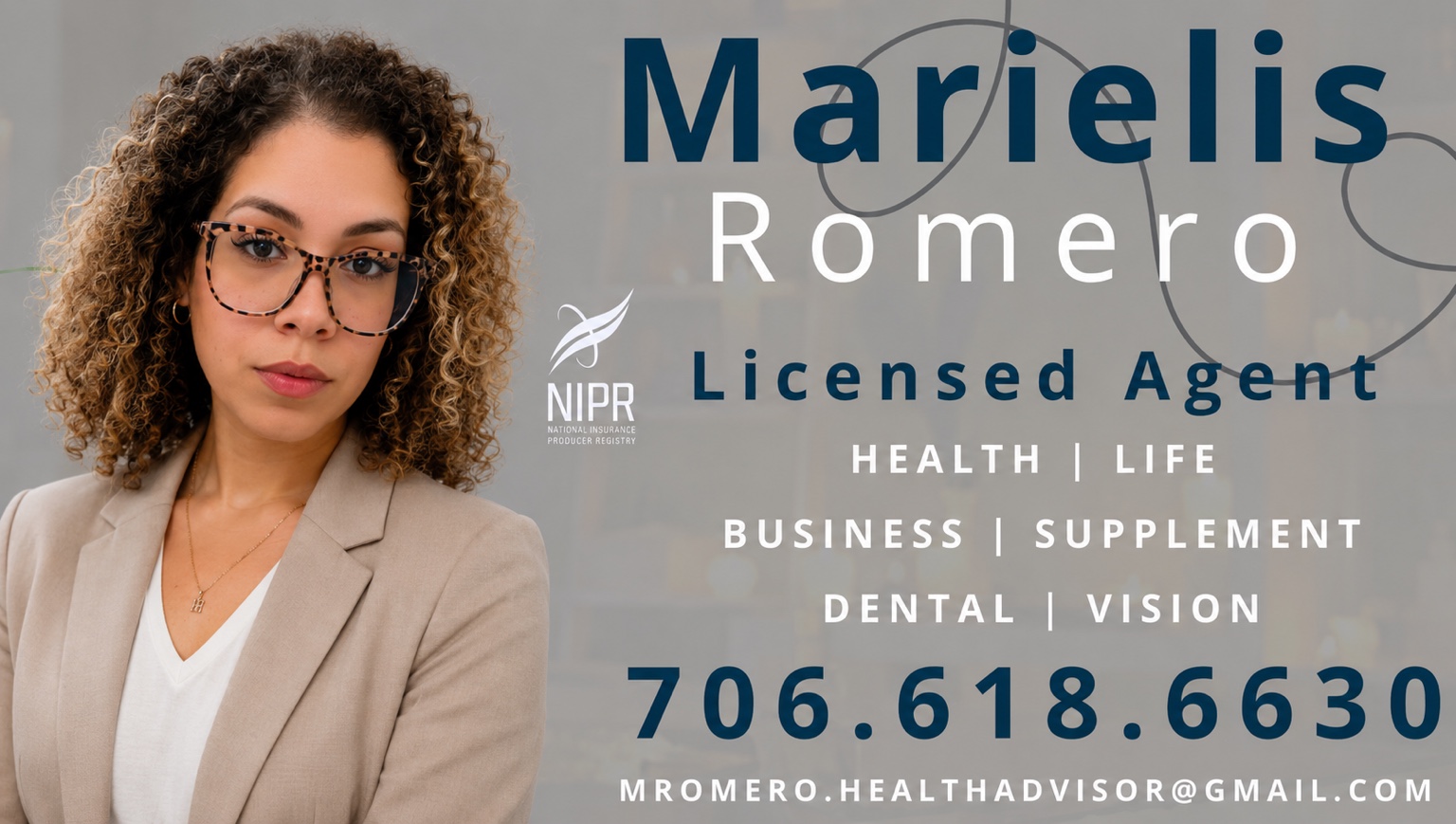 Marielis Romero insurance business card